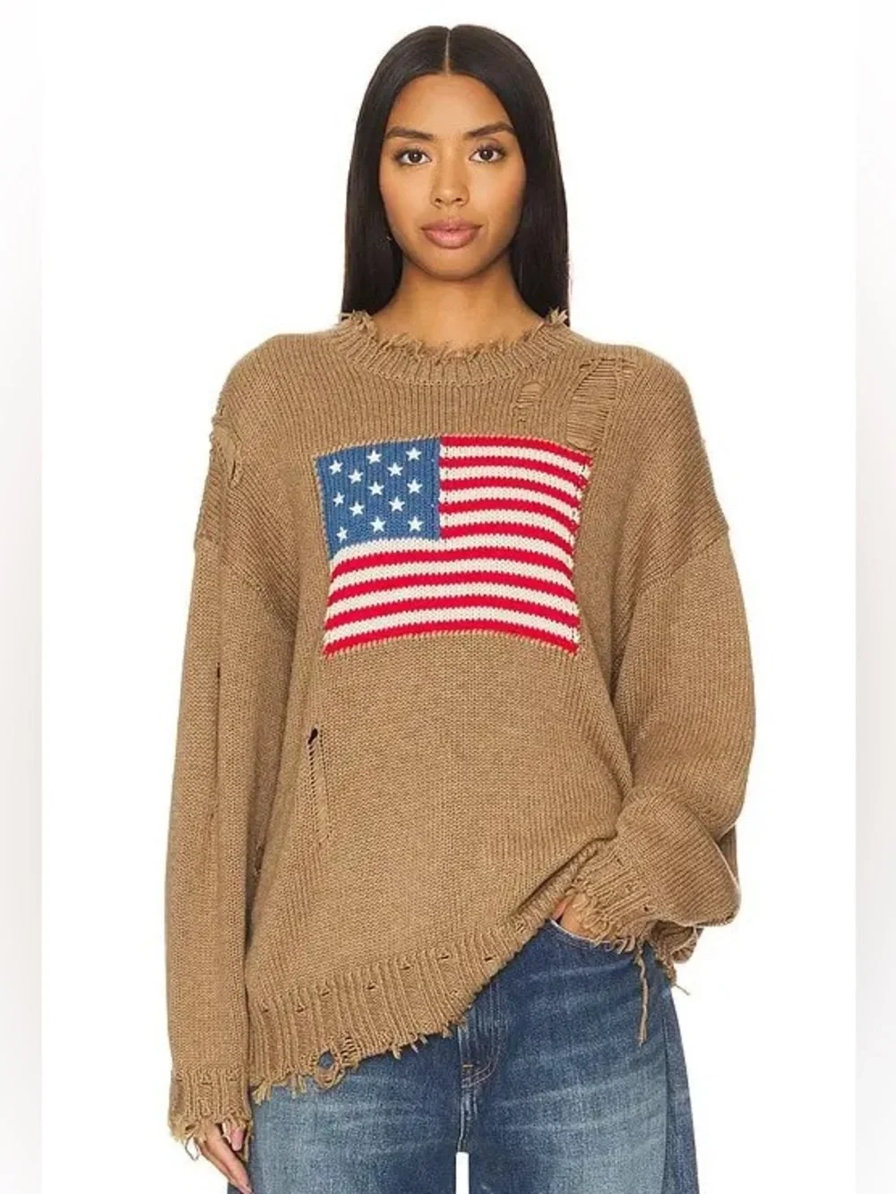 Denimist Distressed American Flag Sweater